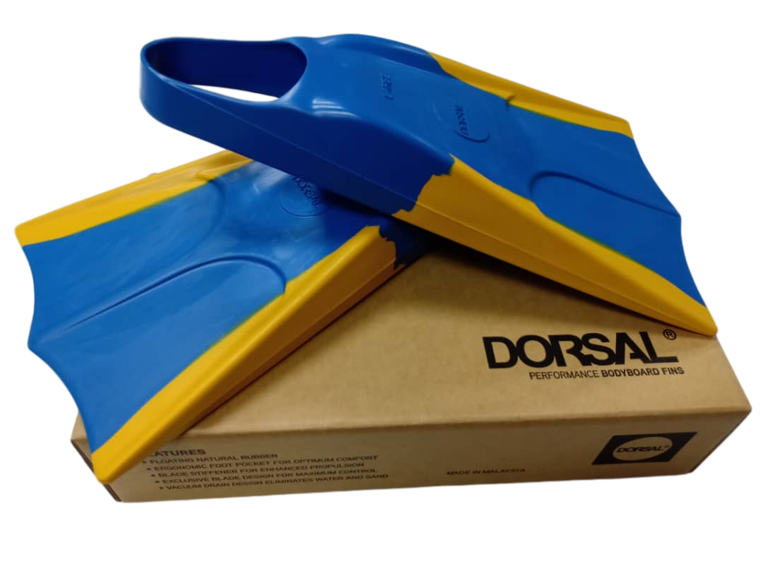 DORSAL Bodyboard Bodysurfing Floating Swimfins (Flippers) Swim Fins Blue Yellow US Mens