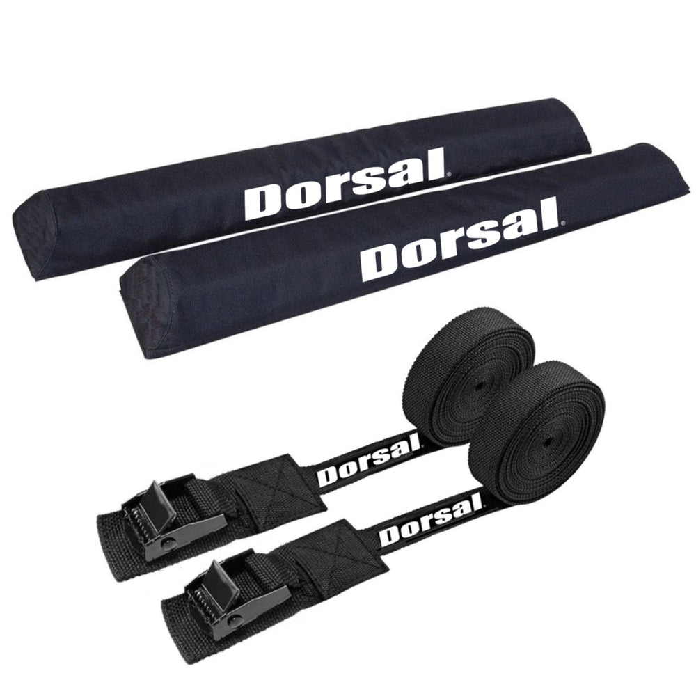 DORSAL Aero Roof Rack Pads with 15 ft Surf Straps - Pack of 4 for Car Surfboard Kayak SUP Long Surfboard Racks Black Polyester