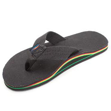Rainbow Men's Hemp Black / Rasta Single Layer Arch Sandals Rasta Hemp Mens Footwear