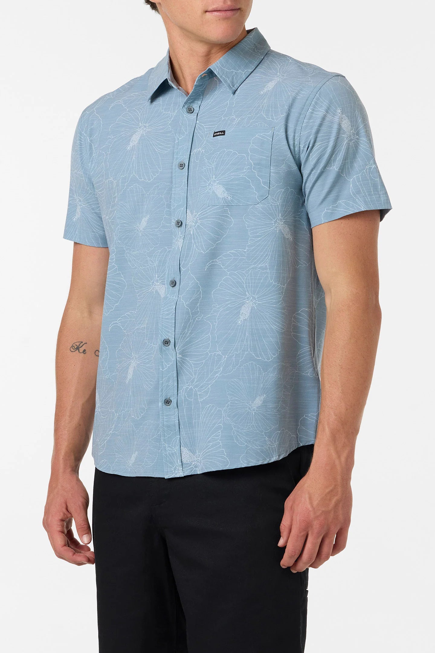 Oneill Trvlr UPF SS Slub Button Down Shirt - Lead Mens Woven Shirt