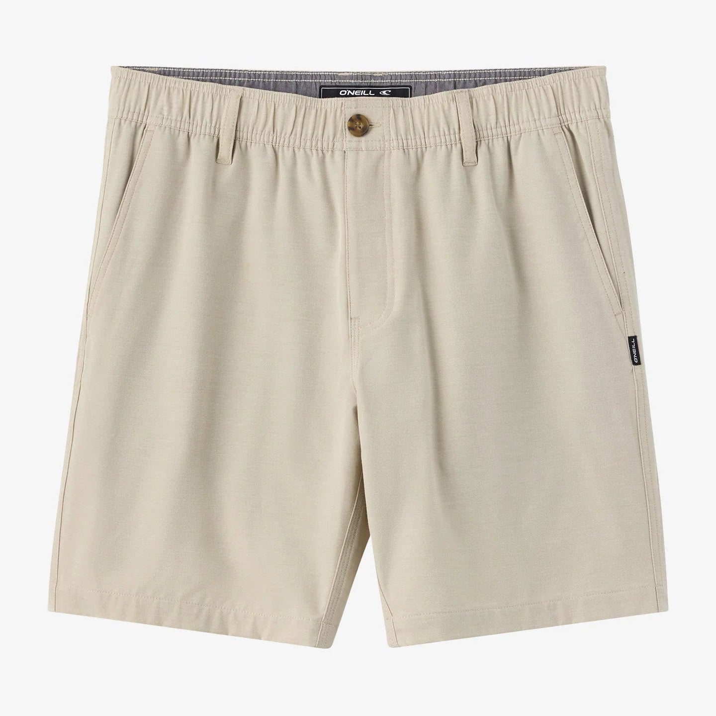 Oneill Reserve Light Check Elastic Waist 18" Shorts - Light Khaki&nbsp;