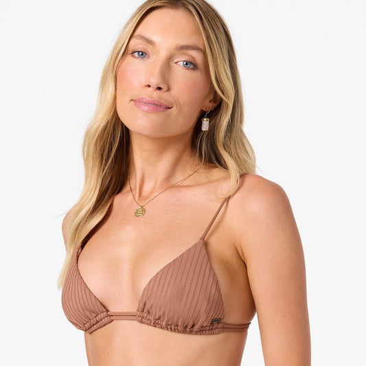 Oneill Shorebreak Rib Bikini Triangle Top - Carob Brown womens swimwear