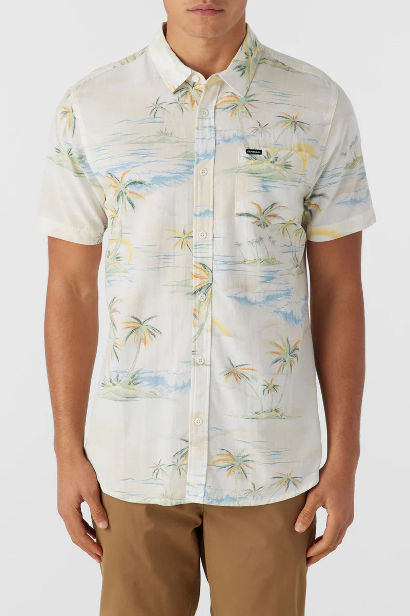 Oneill Oasis Eco Standard Button Down Shirt - Cream Mens Woven