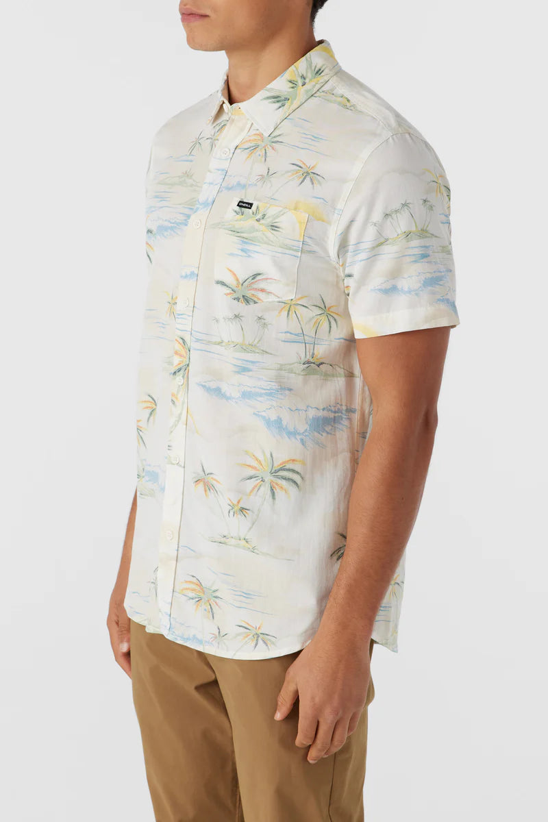 Oneill Oasis Eco Standard Button Down Shirt - Cream Mens Woven