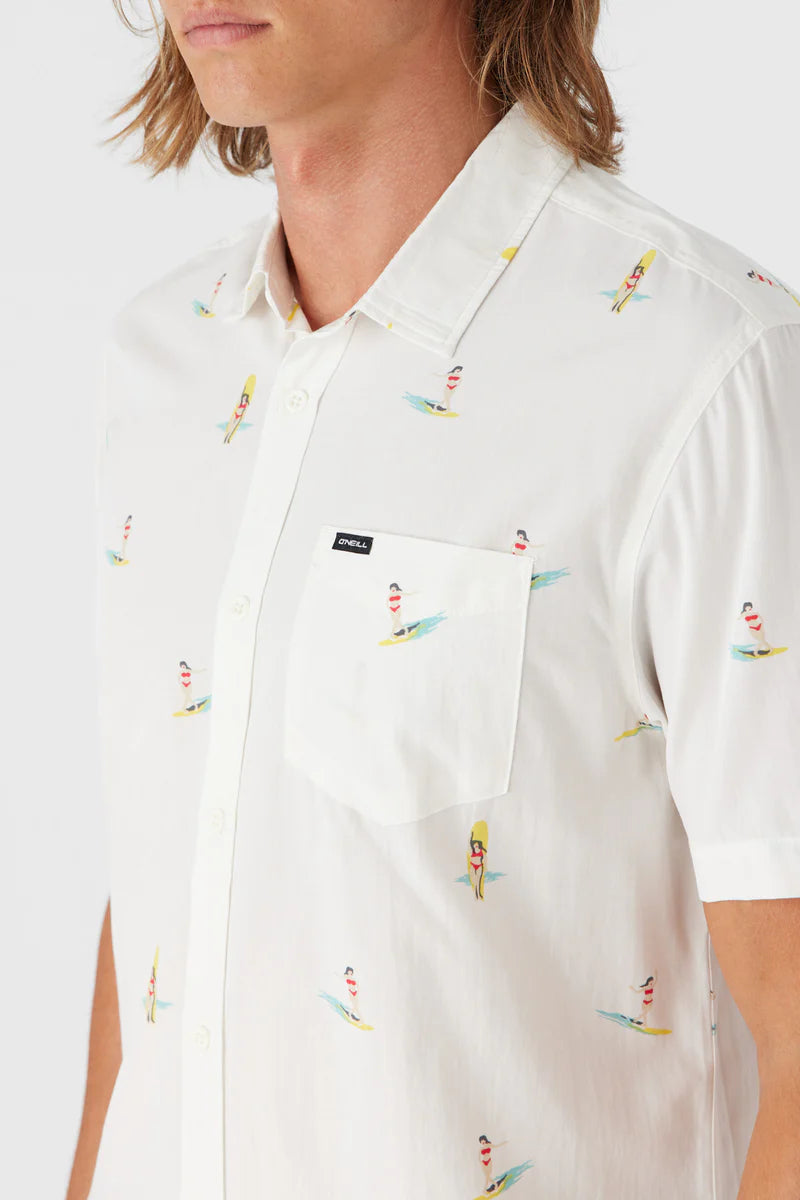 Oneill Oasis Eco Standard Button Down Shirt - White Mens Woven