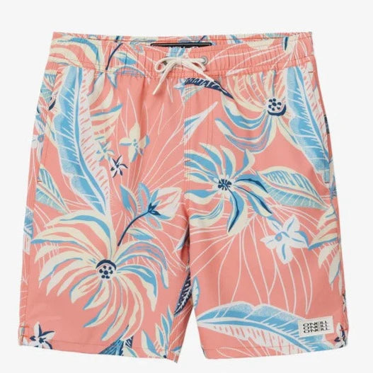 O'Neill Boys Hermosa Elastic 16" Boardshorts - Coral Boys Boardshorts