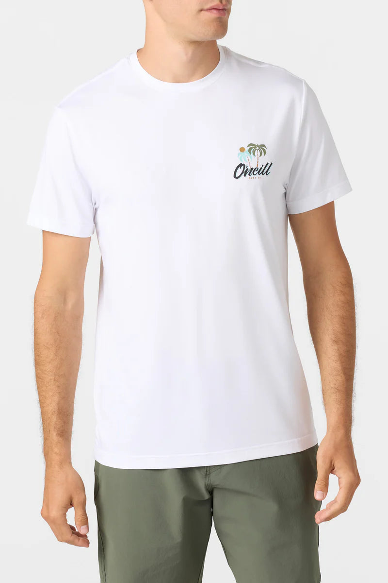 Oneill Trvlr Palms Rashguard UPF SS Tee - White Rashguard Sun Protection