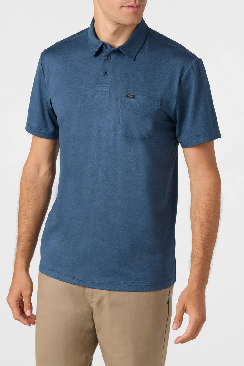 Oneill Trvlr Polo UPF SS Shirt - Navy Heather Mens Woven Shirt