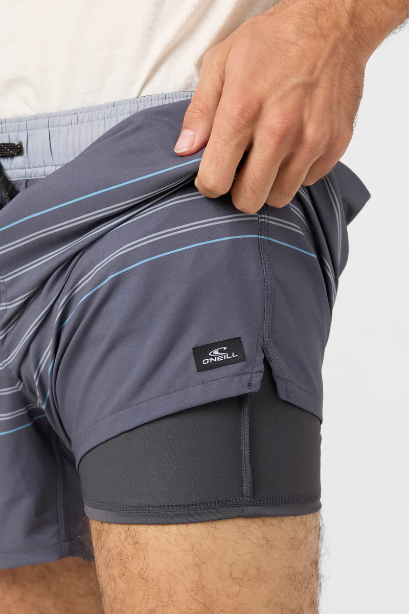 O'Neill Perform Light Lined Elastic Waist Shorts - Graphite Stripe Mens Boardshorts