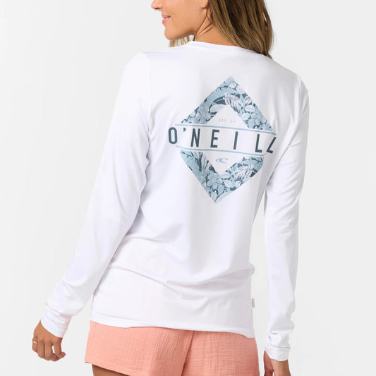 Oneill Breezy UPF 50 Womens LS Sun Shirt - White Rashguard Sun Protection