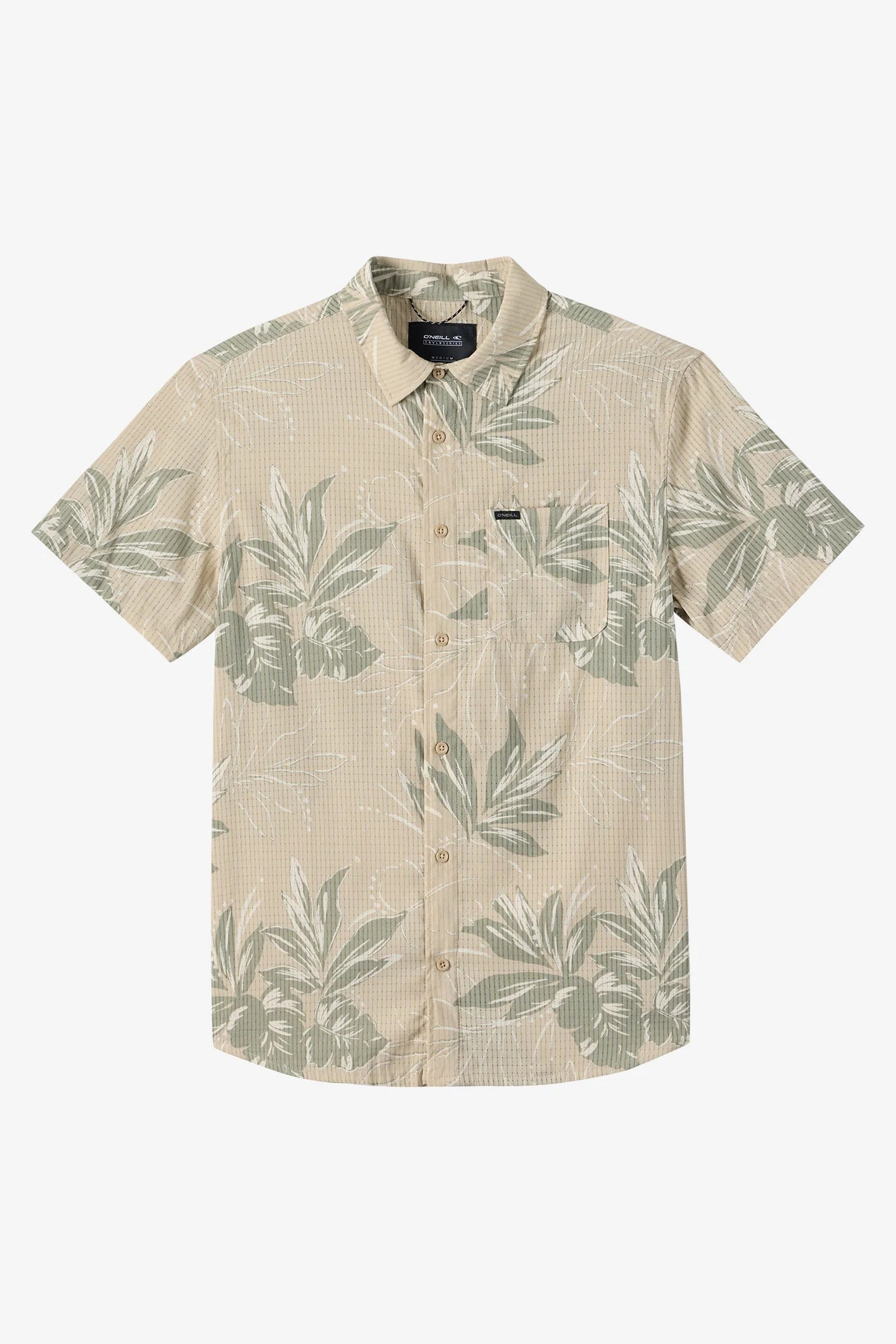 Oneill TRVLR Perforated Printed Standard Fit Shirt Lt. Khaki Mens Woven Shirt