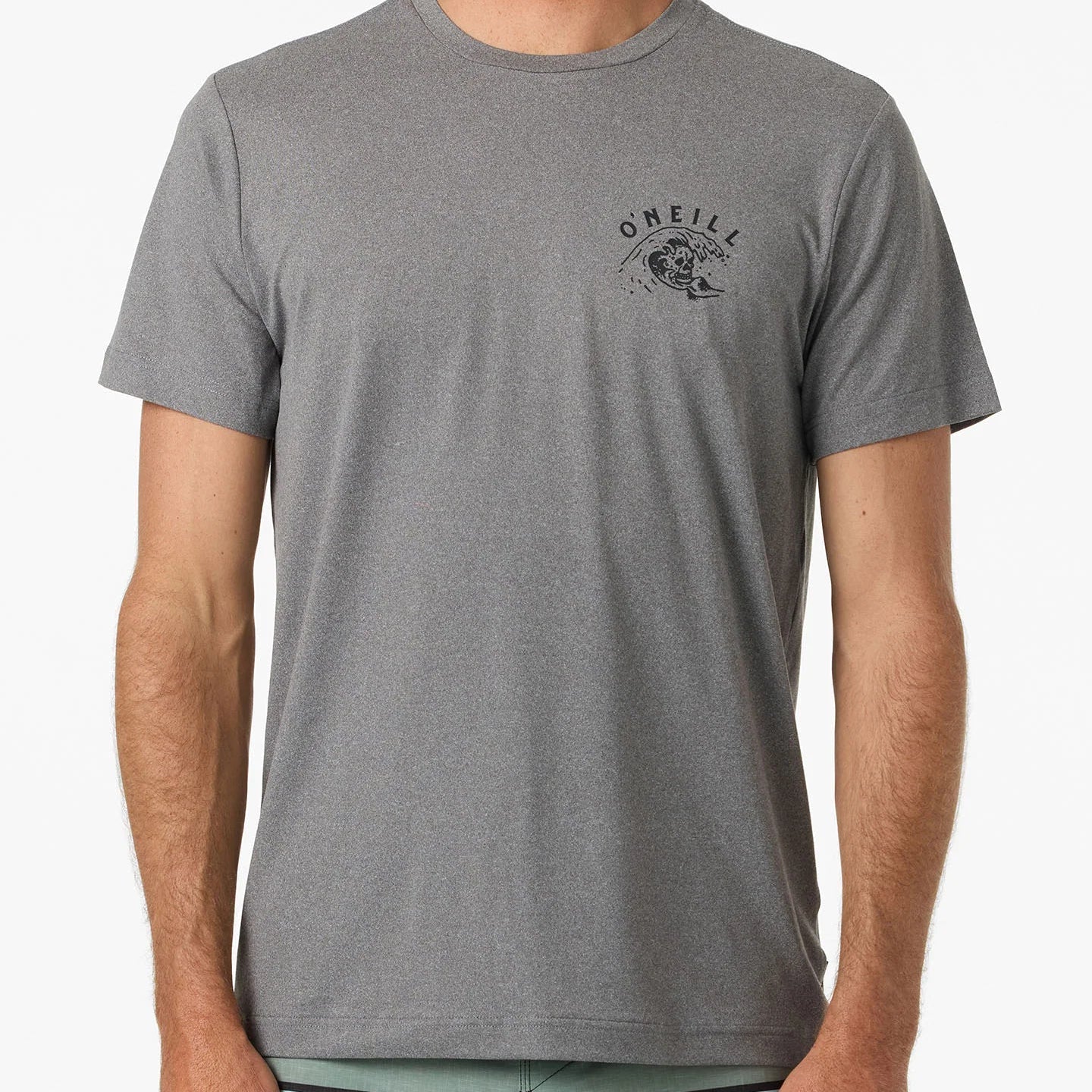 Oneill Men's Wave Brain UPF SS RASH GUARD TEE - Heather Grey Rashguard Sun Protection