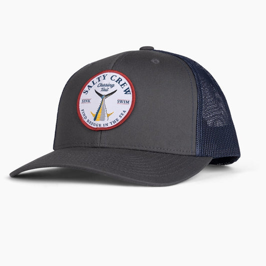 Salty Crew Bottom Dweller Retro Trucker Hat - Charcoal Navy Mens Hat