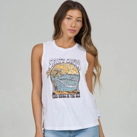 Salty Crew Keyhole Muscle Women's Tank- White Womens Top
