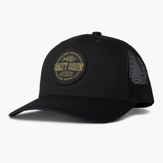 Salty Crew Outlined Retro Trucker Hat - Black Hats