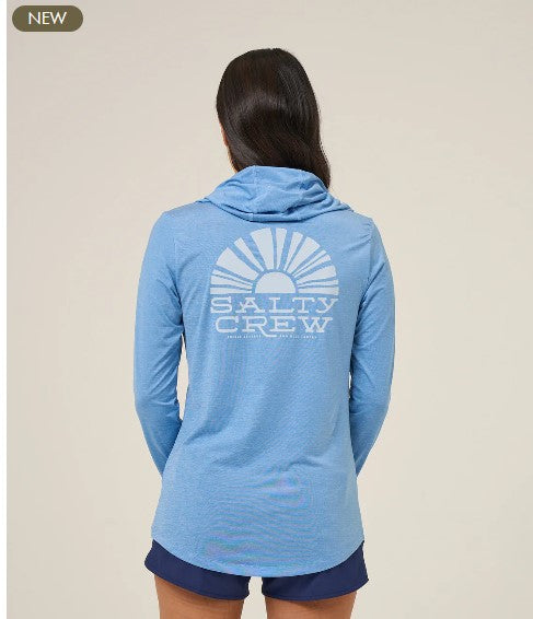 Salty Crew Sunshine Hooded Sun-shirt UPF50 - Blue Womens Rashguard