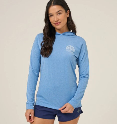 Salty Crew Sunshine Hooded Sun-shirt UPF50 - Blue Womens Rashguard