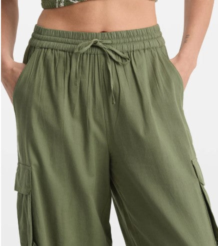 Volcom Women's Lived In Beach Pant Cargo - Moss Stone womens pants