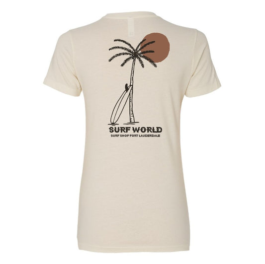 Surf World Palm Lean Logo Tee - Off White Womens T Shirt