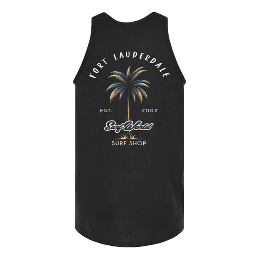 Surf World FTL Iconic Palms Tank Top - Black Mens T Shirt