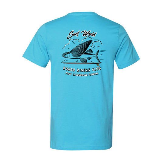 Surf World Flying Fish Surf Club T-Shirt - Aqua Mens T Shirt