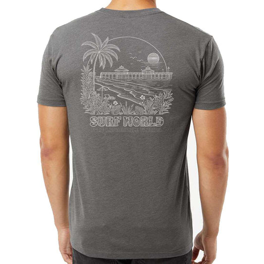 Surf World LBS Broken Pier Tee Shirt - Dark Heather Grey Mens T Shirt