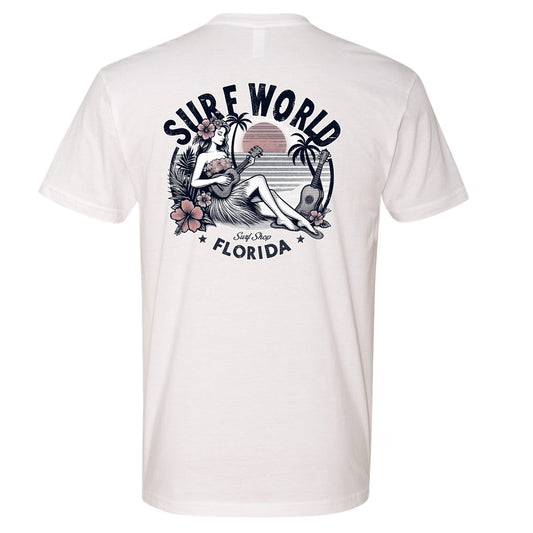Surf World Leilani Palm Tee Shirt - White Mens T Shirt XXL