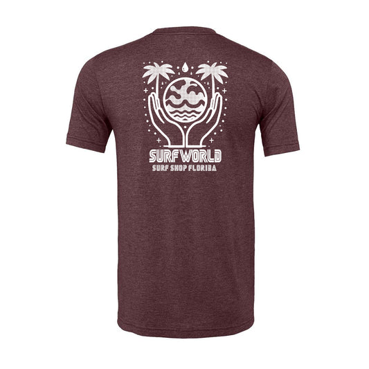 Surf World One Planet Tee Shirt - Maroon Heather Mens T Shirt