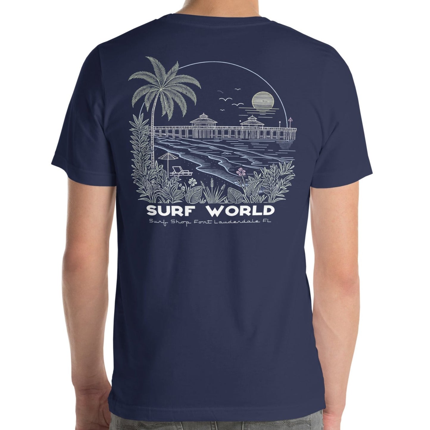 Surf World Pastel Palms Print Tee Shirt Mens T Shirt Navy