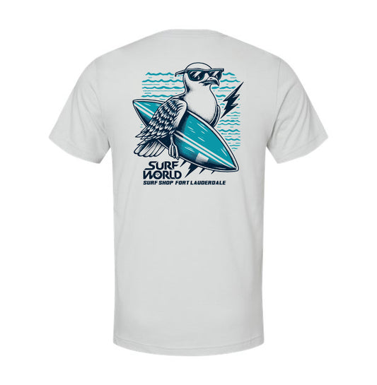 Surf World Surfer Sea Gull Tee - Light Silver Mens T Shirt