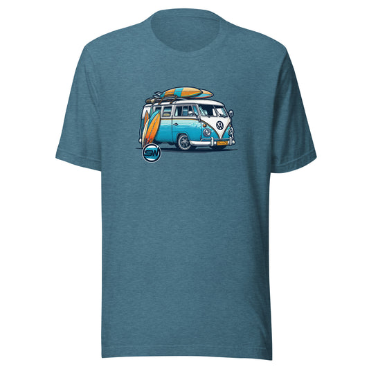 Surf World VW Stoked BUS Unisex t-shirt Mens T Shirt Heather Deep Teal