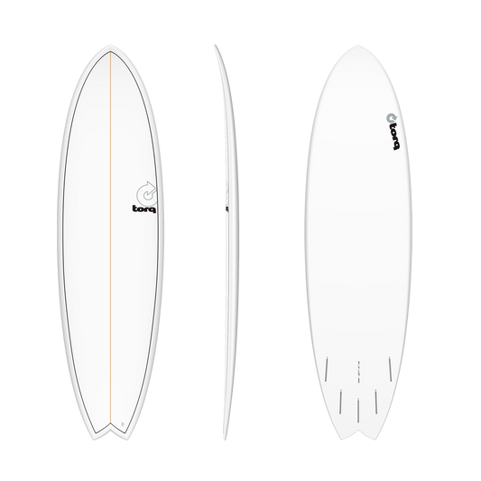 Torq 6'10 Mod Fish Pinline TET Epoxy Surfboard - White Surfboard