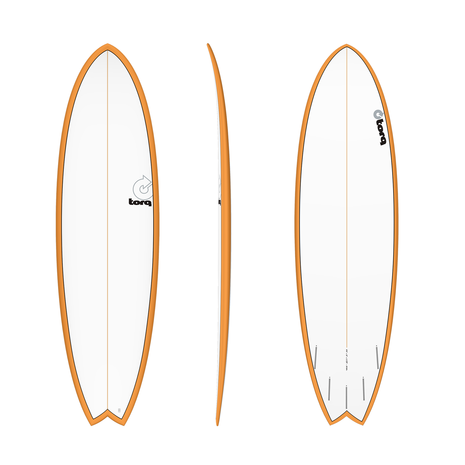 Torq 6'6 Fish Pinline Orange Rail TET Epoxy Surfboard Surfboard
