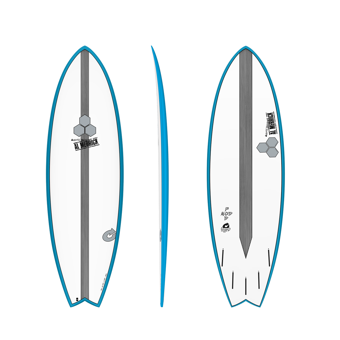 Torq Channel Islands Colab Al Merrick Pod Mod 6'2" Epoxy Surfboard - White Blue Rails Surfboard