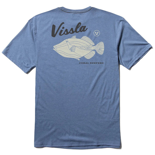 Vissla Reefer COMP LITE ECO PERFORMANCE TEE - Heather Black - Heather Blue Mens T Shirt