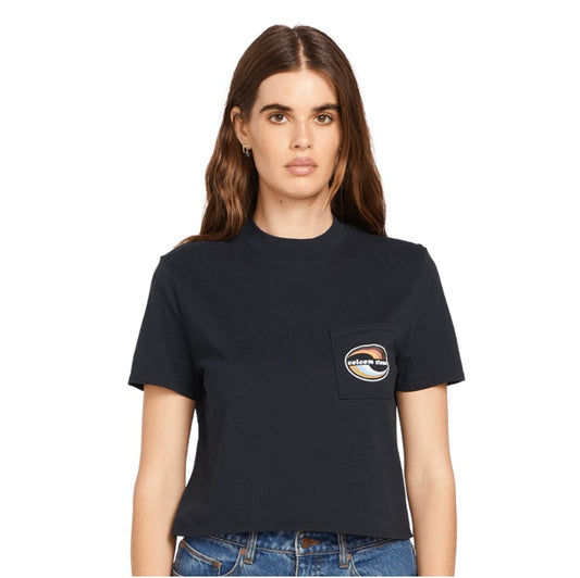 Volcom Pocket Dial Crop T Shirt - Black Womens T Shirt