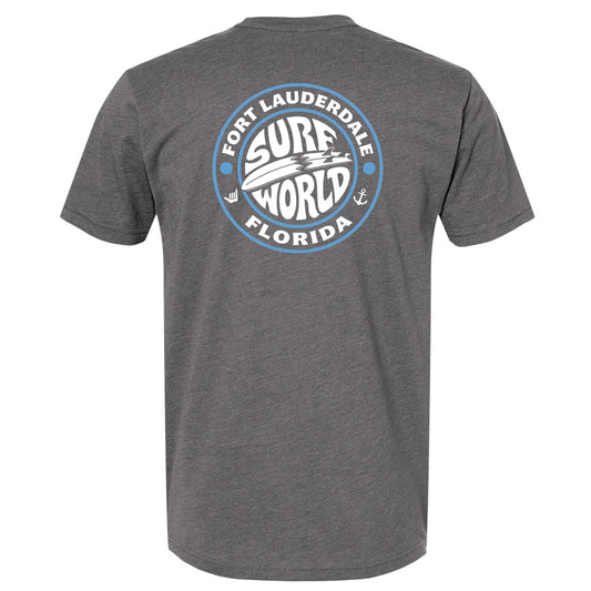 Surf World Busted Sticker Tee - Deep Heather Grey Mens T Shirt