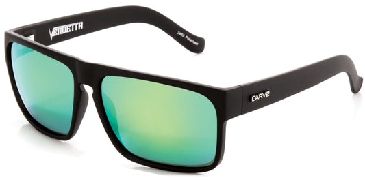 Carve Vendetta Polarized Sunglasses - Matte Black Green Mirror Sunglasses