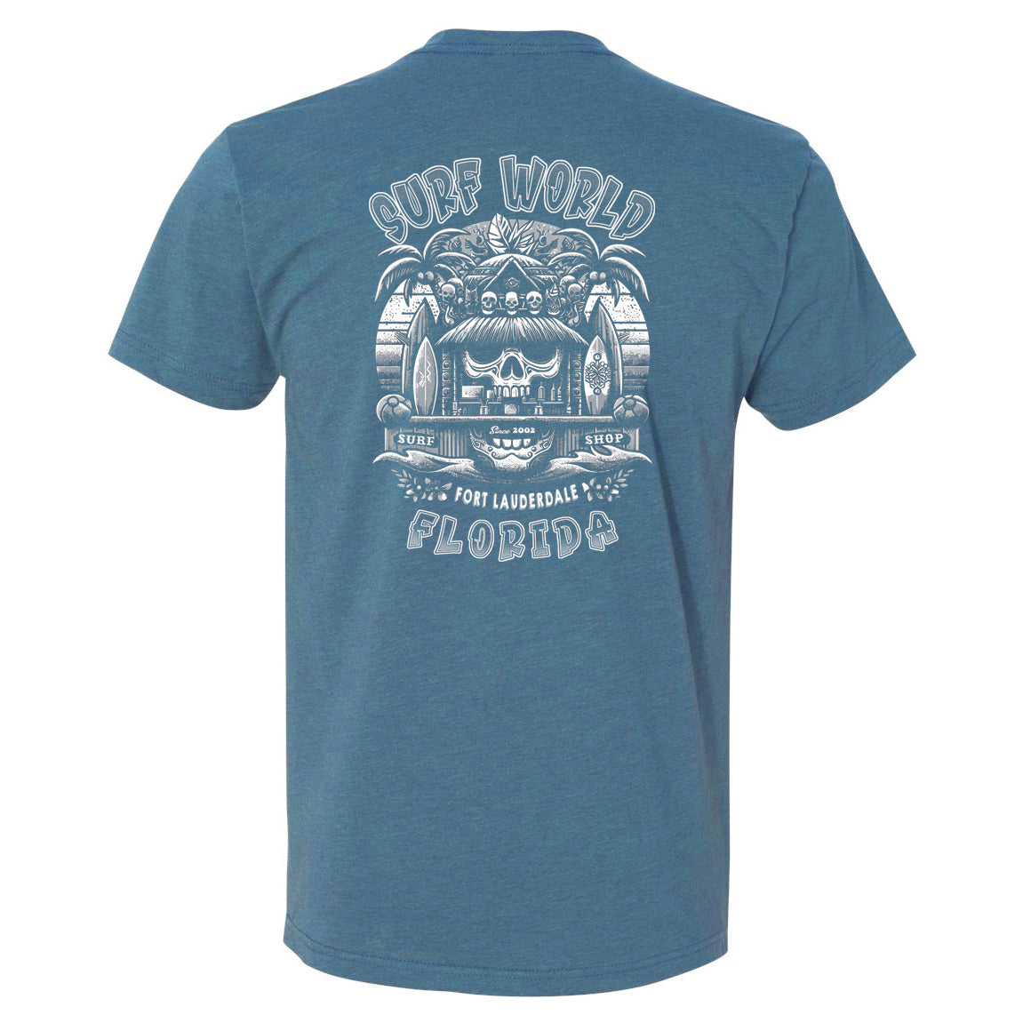 Surf World Dive Bar Skully Tee Shirt - Heather Slate Blue Mens T Shirt