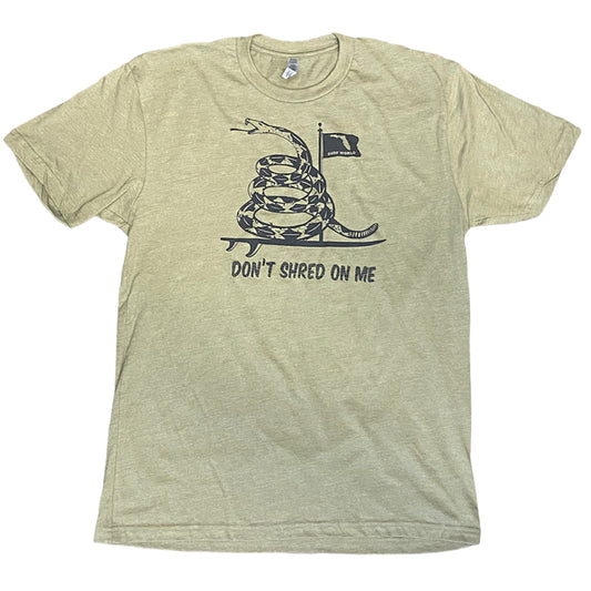 Surf World Don't Shred On Me Tee Shirt - Heather Light Olive Mens T Shirt