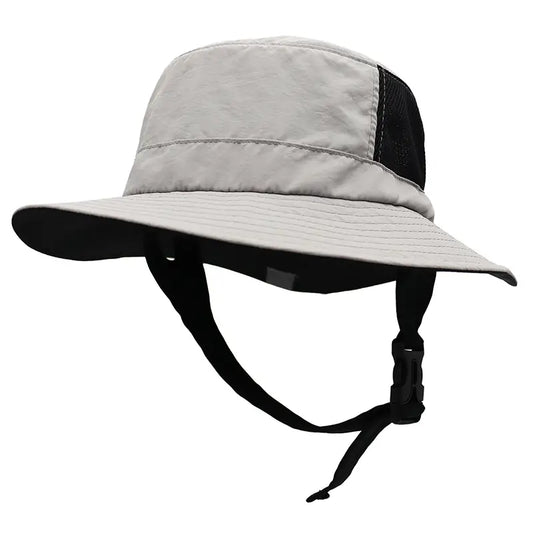 Surf World UV Bucket Surf Hat with chin strap - Light Grey Hats