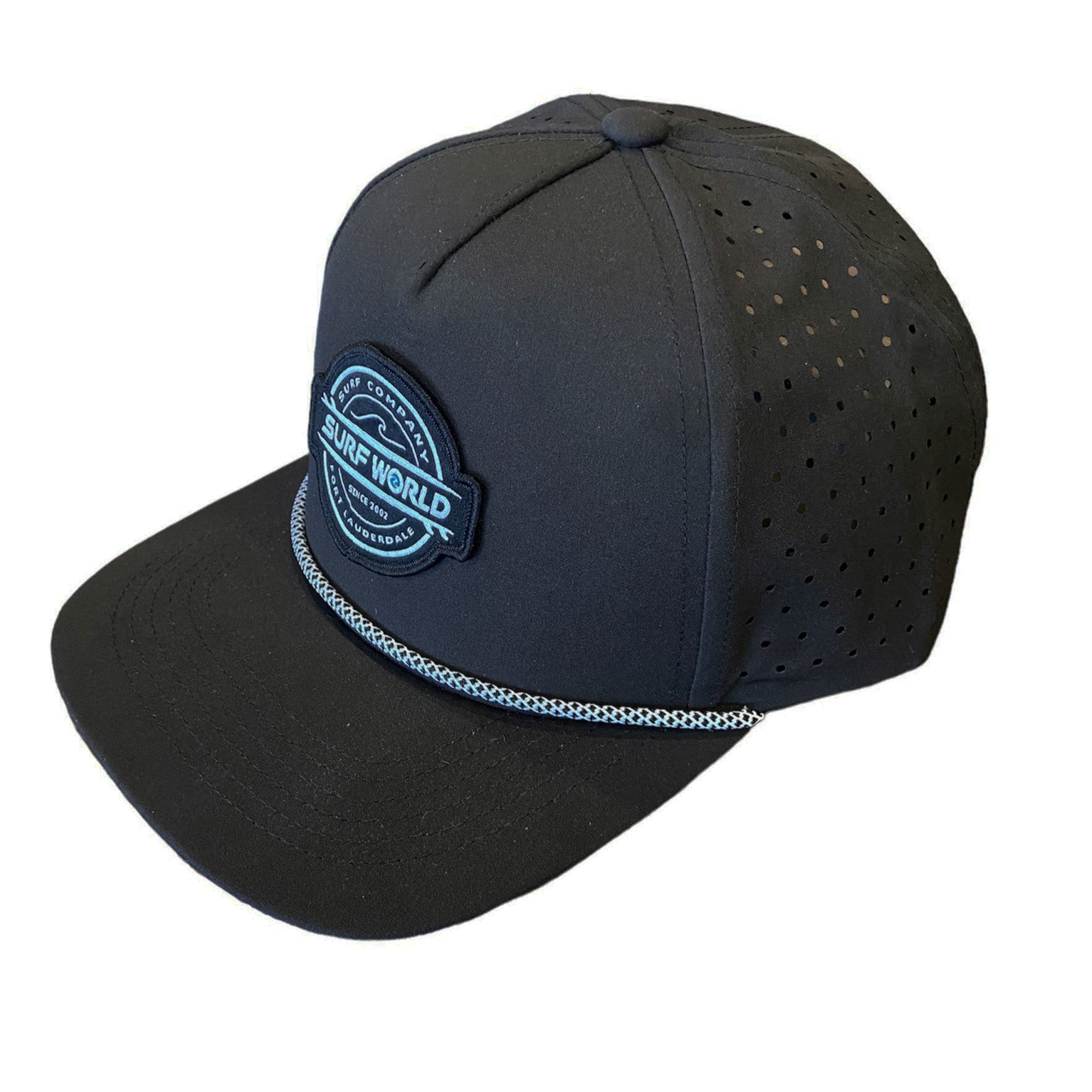 Surf World Performance Snap Back Hat - Black / Grey / White Hats