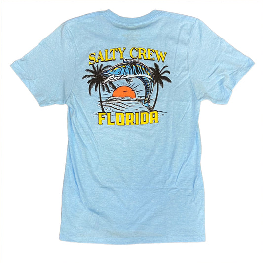 Salty Crew Florida Wahoo Men's S/S Premium Tee- Neon Sky Blue Mens T Shirt
