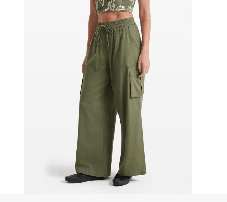 Volcom Women's Lived In Beach Pant Cargo - Moss Stone womens pants