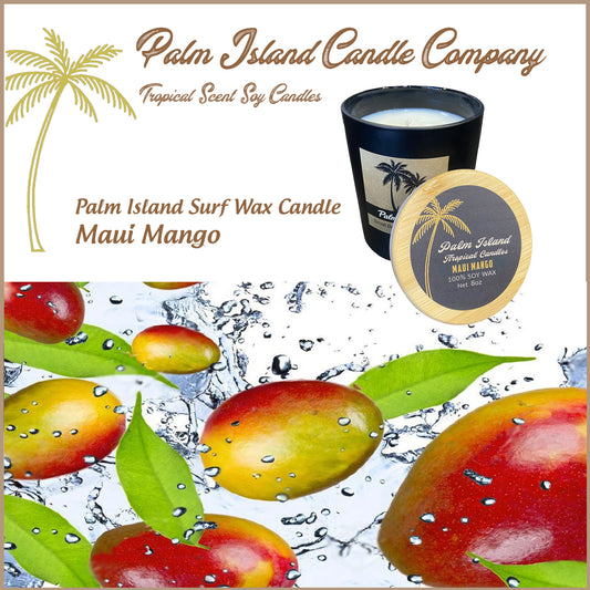 Palm Island Surf Wax Candles Matte Black Glass Jar Candle - Maui Mango Candle