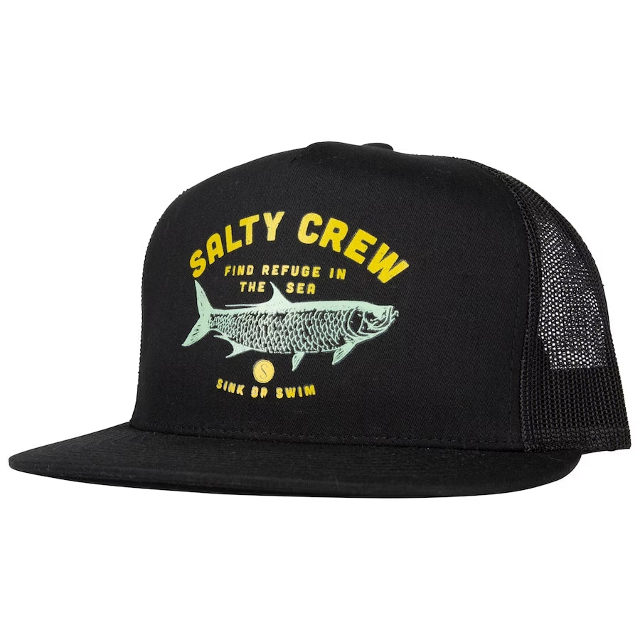Salty Crew Tarpoon Trucker Hat - Black - Navy Mens Hat Blk