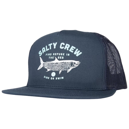 Salty Crew Tarpoon Trucker Hat - Black - Navy Mens Hat Navy