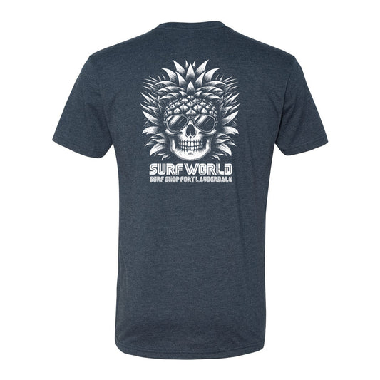 Surf World Pineapple Lagoon Skull Tee Shirt - Dark Navy - Indigo - Lagoon Mens T Shirt Dark Navy