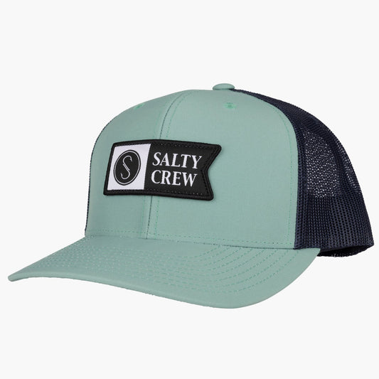 Salty Crew Pinnacle 2 Retro Trucker Hat - Light Green Nvy Hats