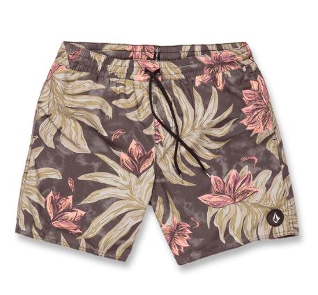 Volcom Poly Pack Trunks 17" Mens Shorts - Rinsed Floral Black Mens Boardshorts